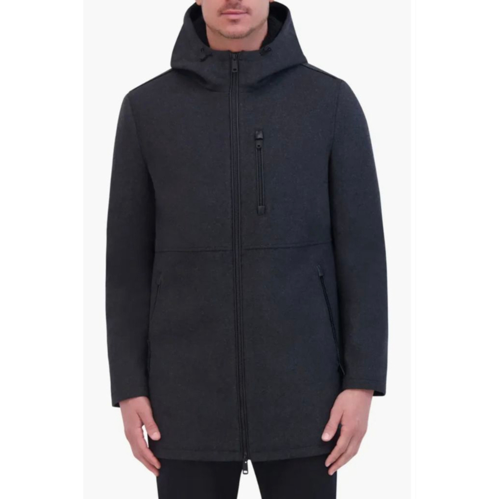 Men's Kenneth Cole Charcoal Hooded Pea Coat XL